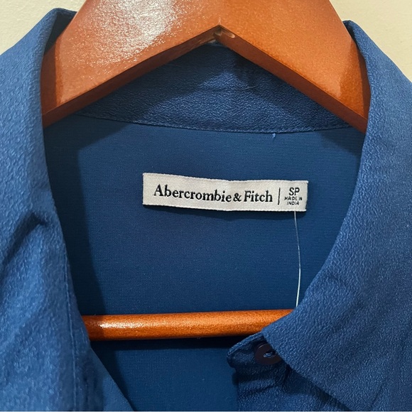 Abercrombie & Fitch Long Sleeve Blue Buttondown Shirt Dress NWT Navy Small P - Picture 4 of 8